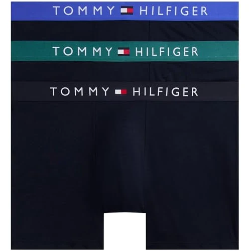 Tommy Hilfiger Men’s 3 Pack Boxer Briefs with Logo Waistband, Multicolor (D Sky/Fmy Ocn/Nob Blu), XL