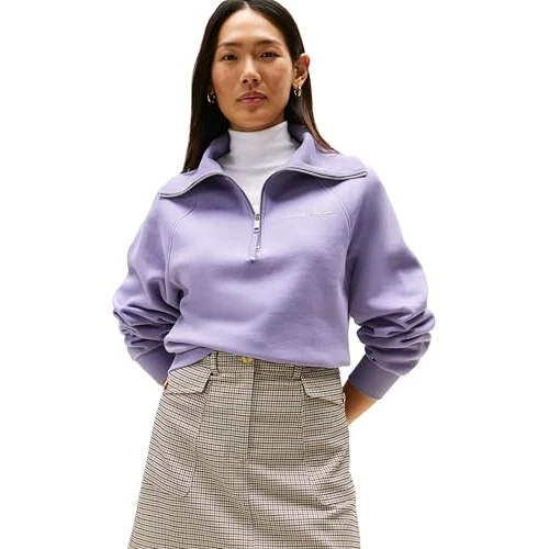 Limited-time offer: Tommy Hilfiger Women’s Classic Script Fleece Half Zip Sweatshirt, Purple (Lavender Ash), S from 120.00 GBP to 57.24 GBP (save 52%)