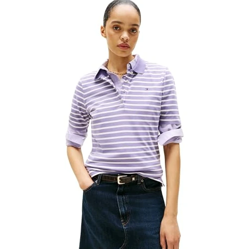 Offerta a tempo: Tommy Hilfiger Donna Maglietta Polo Maniche Corte 1985 Pique Regular Fit, Viola (Purple/Ecru STP), XXS - 37% da 79.90 € a 49.99 €