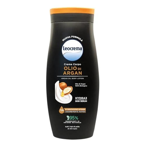 Offerta a tempo: Leocrema - Crema Corpo All'Olio di Argan Biologico, Texture Ricca e Vellutante ad Assorbimento Rapido, Idratazione per 72 ore, 250ml - 40% da 3.29 € a 1.97 €