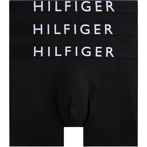 Tommy Hilfiger Uomo Slip Boxer Confezione da 3 con Fascia con Logo, Nero (Black/Black/Black), S
