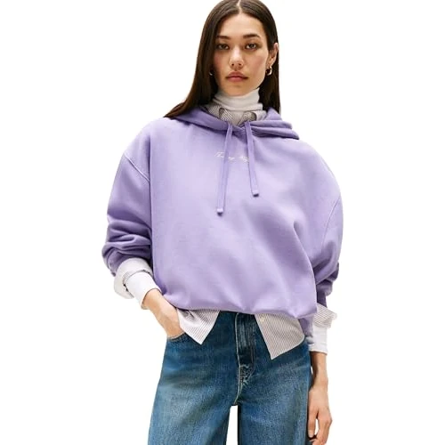 Oferta limitada: Tommy Hilfiger Sudadera Mujer Classic Script Fleece con Capucha, Morado (Lavender Ash), S de 119.90 EUR a 83.00 EUR (ahorro 31%)