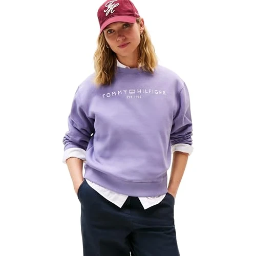 Tommy Hilfiger Women’s Sweatshirt without Hood, Purple (Lavender Ash), XL