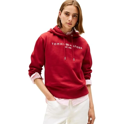 Limitiertes Angebot: Tommy Hilfiger Damen Hoodie mit Logo, Rot (Regatta Red), XL von 119.90 EUR auf 119.90 EUR (Spare 0%)
