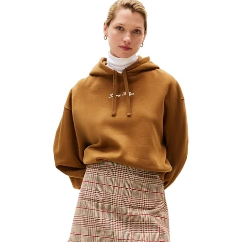 Limited-time offer: Tommy Hilfiger Women's Classic Script Fleece Hoodie, Brown (Highland Khaki), M from 110.00 GBP to 63.21 GBP (save 43%)