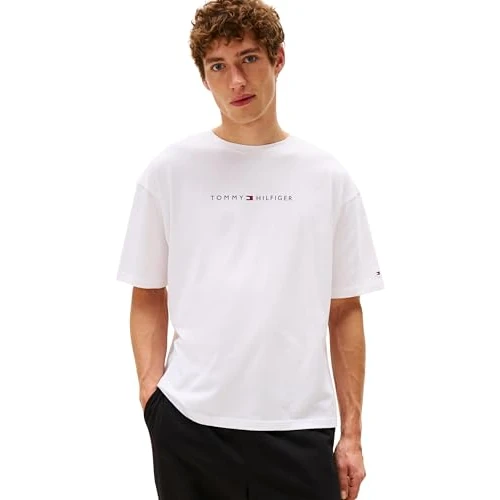Tommy Hilfiger Heren SS TEE CONT. LOGO UM0UM03685 S/S T-shirt, wit, S, Wit (Th Optisch Wit), S