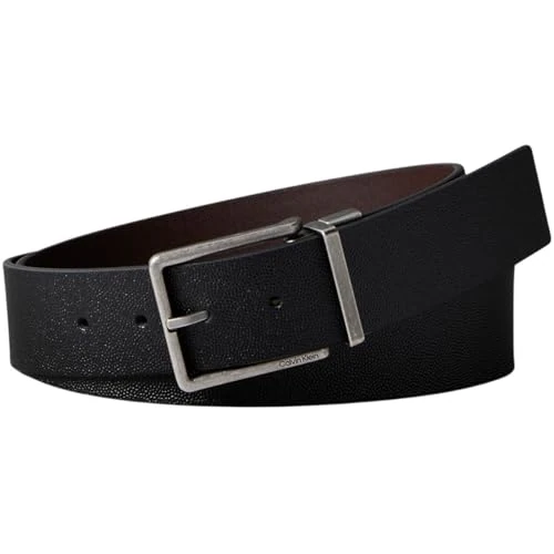 Offerta a tempo: Calvin Klein Uomo Cintura Warmth Buckle 4 cm Fibbia Quadrata, Nero (Black/Ck Dark Brown/Matte Black), 95 cm - 72% da 69.90 € a 19.83 €
