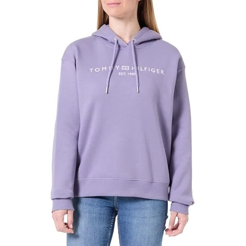 Tommy Hilfiger Damska bluza z kapturem MDRN REG CORP LOGO WW0WW43598, fioletowy, S, Fioletowy (popiół lawendowy), S