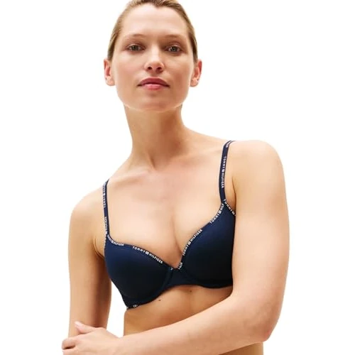 Offerta a tempo: Tommy Hilfiger Donna Reggiseno a Mezza Coppa con Logo, Blu (Dark Night Navy), 1C - 0.00% da 14.94 € a 14.94 €