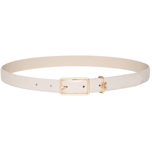 Calvin Klein Damen Gürtel Square Buckle Loop 2,5 cm mit Logo, Elfenbein (Chateau/Ck Light Gold), 110 cm