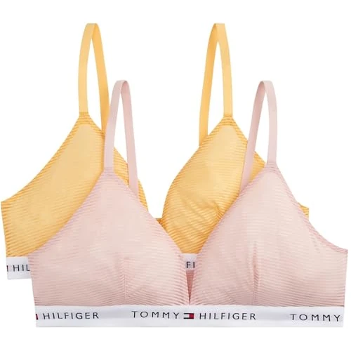 Offerta a tempo: Tommy Hilfiger Donna Reggiseno a Triangolo Confezione da 2 a Costine, Multicolore (Foggy Pink/Valencia Orange), M - 0.00% da 14.76 € a 14.76 €