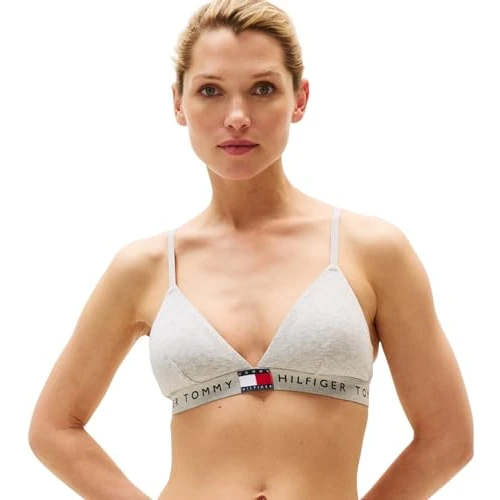 Tommy Hilfiger Damen Triangel BH mit Logobund, Grau (Light Grey Heather), XL
