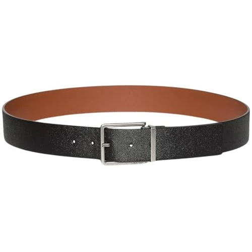 Oferta limitada: Calvin Klein Cinturón Hombre Warmth Buckle 4 cm con hebilla rectangular, Negro (Black/Ck Cognac/Antique Silver), 105 cm de 69.90 € a 31.49 € (ahorro 55%)