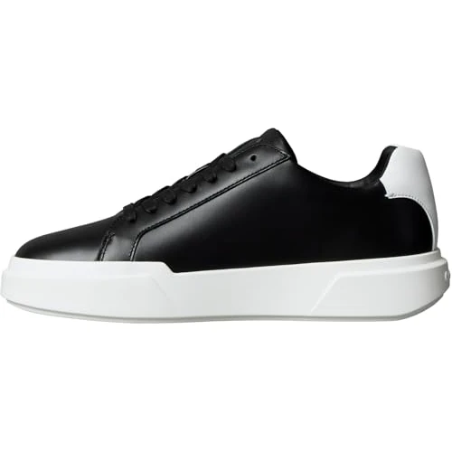 Limitiertes Angebot: Calvin Klein Herren Cupsole Sneaker Chunky Laceup aus Leder, Schwarz (Black/Bright White), 44 von 129.90 EUR auf 85.23 EUR (Spare 34%)