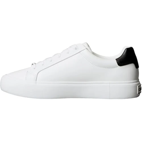 Offerta a tempo: Calvin Klein Donna Sneakers con Suola Preformata Lace-Up in Pelle, Bianco (Bright White/Black), 38 - 37% da 99.90 € a 62.57 €