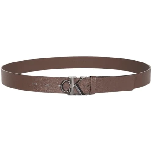 Calvin Klein Men’s Monogram Buckle 3.2 cm Belt, Brown (Ck Dark Brown), 49.2 inches