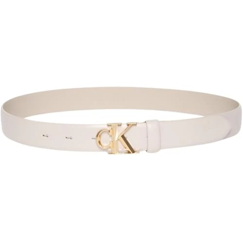 Zeitlich begrenztes Angebot: Calvin Klein Damen Gürtel Buckle 3,0 cm mit Monogramm-Schnalle, Elfenbein (Chateau/Antique Light Gold), 120 cm von 59.90 € auf 41.00 € (32% Rabatt)