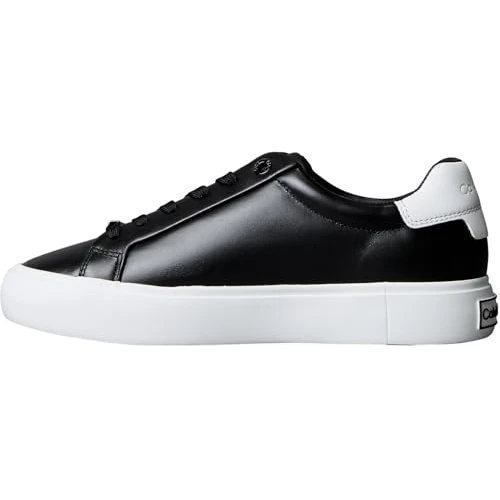 Calvin Klein Donna Sneakers con Suola Preformata Lace-Up in Pelle, Nero (Black/Bright White), 38