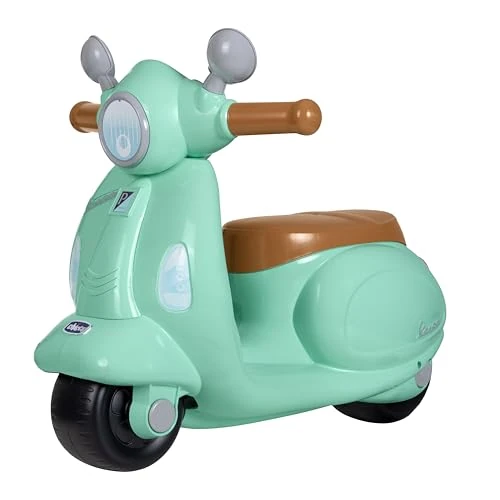 Chicco Vespa Primavera für Kinder Grün, fahrbares Spielzeugmotorrad mit elektronischem Bedienfeld, Lichtern und Geräuschen, abnehmbare Stützräder, Max 25 Kg - Spielzeug für Kinder 1-3 Jahre
