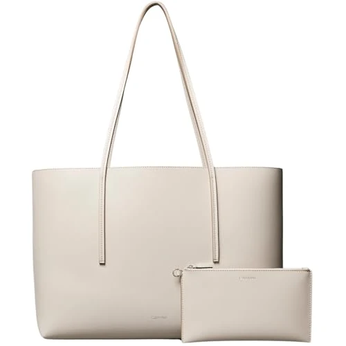 Offre limitee: Calvin Klein Cabas Sac Femme Foil Logo Pochette Amovible, Ivoire (Chateau/Desert Taupe), Taille Unique de 149.90 EUR a 149.90 EUR (economie 0%)