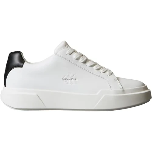 Calvin Klein Sneaker con Suela Cupsole Hombre Chunky Laceup de Piel, Blanco (Bright White/Black), 42