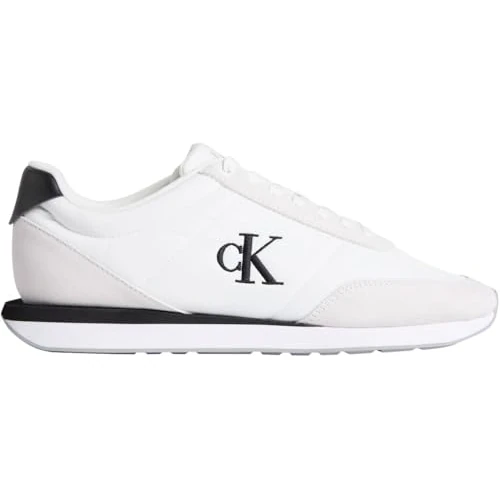 Offerta a tempo: Calvin Klein Uomo Sneakers Running Retro Mix con Logo, Bianco (Bright White/Black), 43 - 44% da 99.90 € a 55.93 €