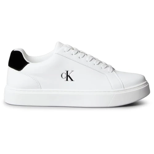 Offre limitée : Calvin Klein Baskets Cupsole Homme Classic Laceup en Cuir, Blanc (Bright White/Black), 44 de 99.90 € à 48.78 € (51% de remise)