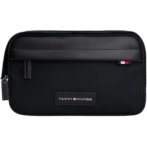 Tommy Hilfiger Heren TH NYLON WASHBAG AM0AM13746 Washbag, zwart (zwart), één maat, Zwart (zwart), One Size