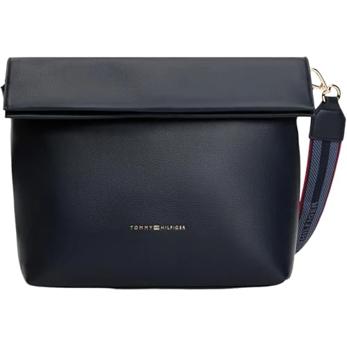 Tommy Hilfiger Dames TH LOGOTAPE MED CROSSOVER AW0AW17692 Crossover, blauw (Space Blue), één maat, Blauw (Space Blue), One Size