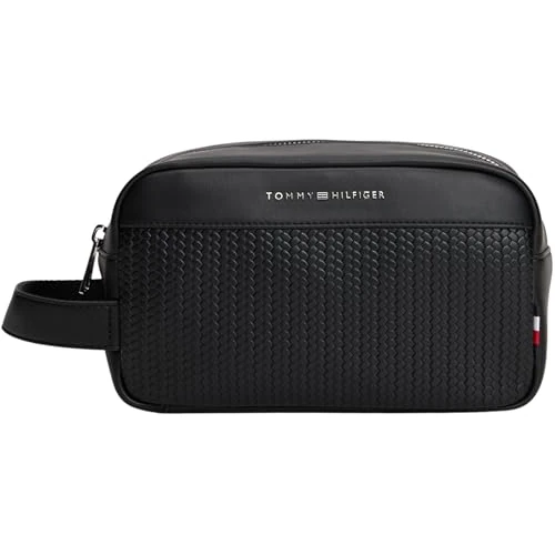 Tommy Hilfiger Heren TH WOVEN WASHBAG AM0AM13838 Washbag, zwart (zwart), één maat, Zwart (zwart), One Size