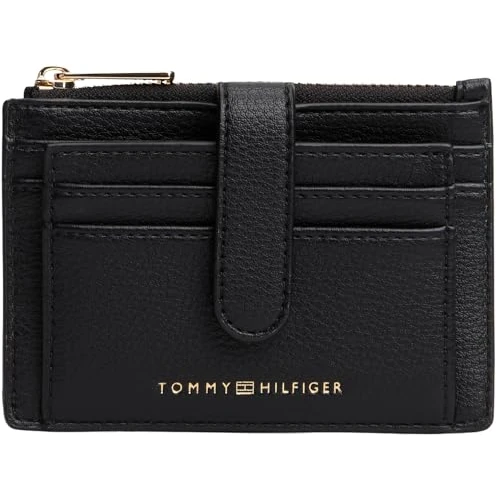 Tommy Hilfiger Women's TH Flag CC Holder AW0AW18027 Cardholder, Black (Black), One Size