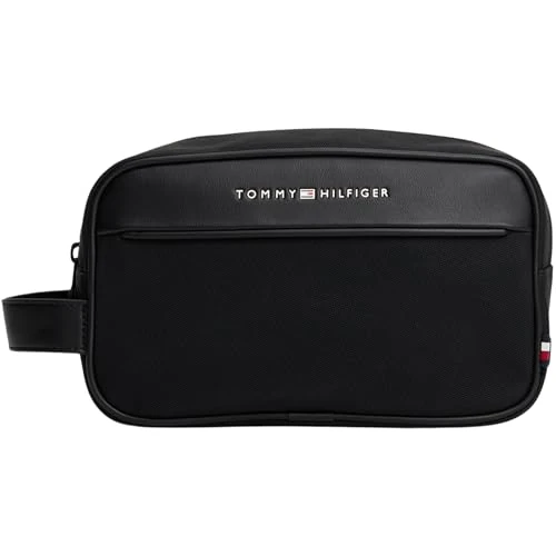 Tommy Hilfiger Męska TH FUNDATION WASHBAG AM0AM13747 myjka, czarna (czarna), jeden rozmiar, czarny (czarny), rozmiar uniwersalny