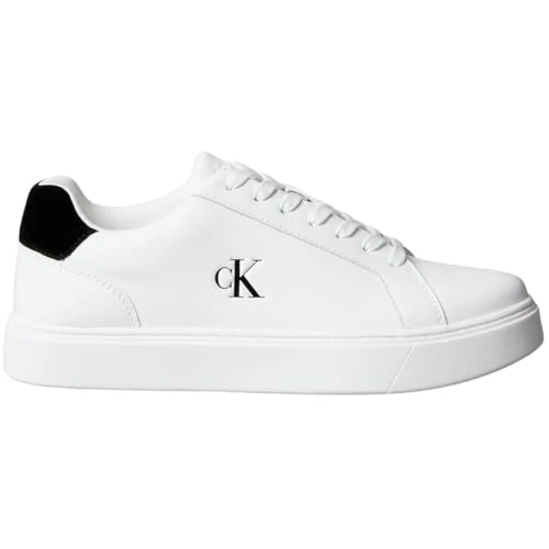Offerta a tempo: Calvin Klein Uomo Sneakers con Suola Preformata Classic Laceup in Pelle, Bianco (Bright White/Black), 42 - 41% da 99.90 € a 59.19 €