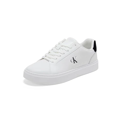 Calvin Klein Sneaker con Suela Cupsole Hombre Classic Laceup de Piel, Blanco (Bright White/Black), 39