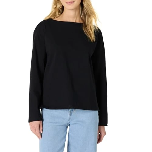 Limited-time offer: Amazon Essentials Women's 100% Cotton Heavyweight Relaxed-Fit Long-Sleeve Boatneck Top, Black, M from 15.41 £ to 15.41 £ (save 0.00%)