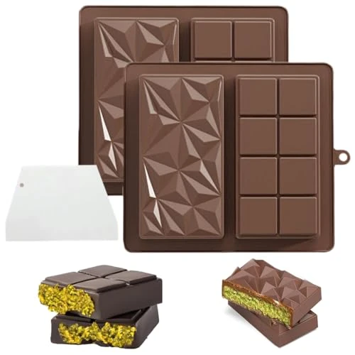 Offerta a tempo: 2 Pezzi Stampo per Cioccolato Silicone,con Scraper,Stampo Antiaderente per Cioccolatini per Alimenti, Stampo Profondo per Cioccolatini Dubai, Adatto per Cioccolatini, Cioccolatini al Pistacchio - 0.00% da 3.99 € a 3.99 €