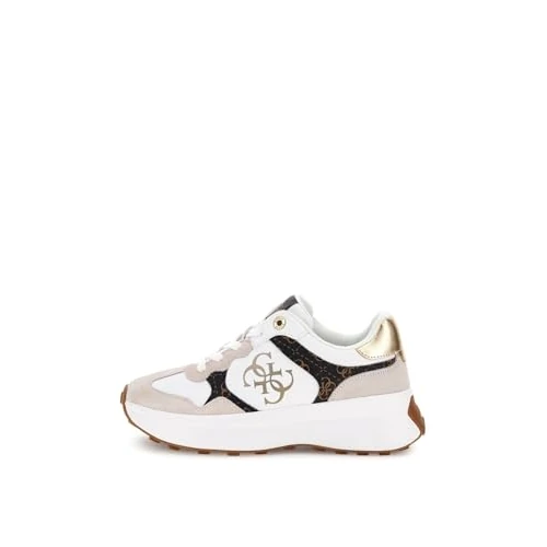 Oferta ograniczona: GUESS Damskie buty sportowe, bia?a gruba podeszwa, z?ote logo, styl casual, bia?a, 36 EU z 398.20 PLN na 398.20 PLN (zniżka 0%)