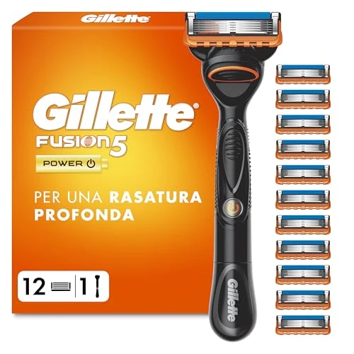 Offerta a tempo: Gillette Fusion 5, 1 Rasoio Barba Manuale e 12 Lamette da Barba di Ricambio per Rasoio Manuale Fusion5, da 5 Lame, Rasatura Scorrevole con Striscia Lubrificante, Fino a 1 Mese di Rasatura per Lametta - 11% da 45.15 € a 39.97 €