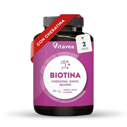 Offerta a tempo: Biotina Capelli Donna e Uomo con Zinco e Selenio - Trattamento 2 Mesi - 36% da 12.90 € a 8.22 €