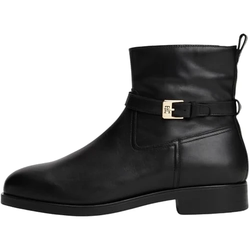 Oferta limitada: Tommy Hilfiger Botines Mujer Buckle Riding de piel, Negro (Black), 37 de 159.90 € a 114.76 € (ahorro 28%)