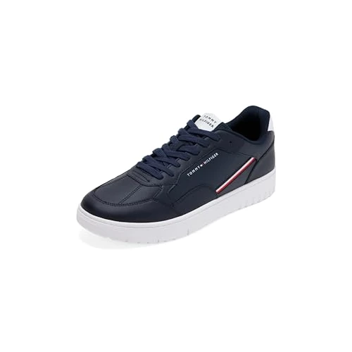 Offerta a tempo: Tommy Hilfiger Uomo Sneakers con Suola Preformata Basket Core Stripes Profilo Basso, Blu (Desert Sky), 41 - 51% da 109.90 € a 54.23 €