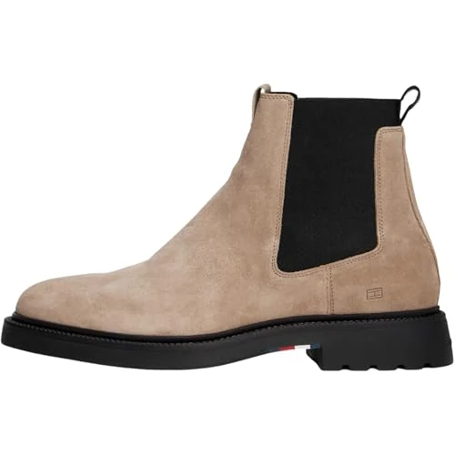 Limitiertes Angebot: Tommy Hilfiger Herren Chelsea Boots Comfort aus Wildleder, Beige (Coastal Taupe), 42 von 149.90 EUR auf 89.00 EUR (Spare 41%)