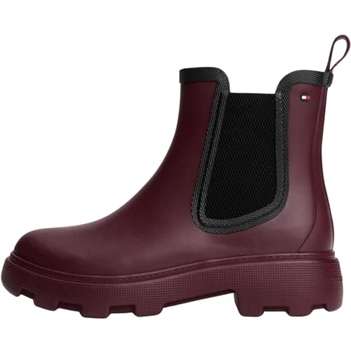 Limited-time offer: Tommy Hilfiger Women’s Flag Ankle Rain Boots with Warm Lining, Red (Rosewood Brown), 4 from 100.00 GBP to 77.99 GBP (save 22%)