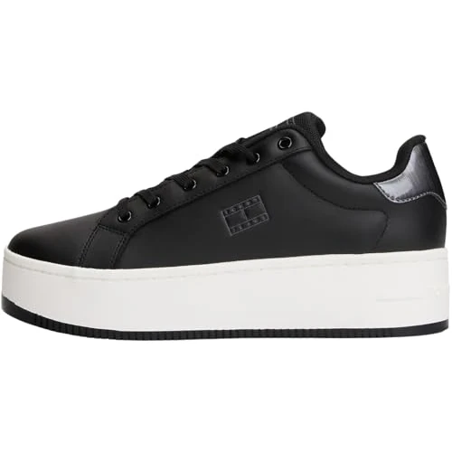Tommy Jeans Donna Sneakers con Suola Alta Pearlized con Plateau, Nero (Black), 39