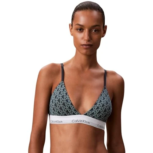 Calvin Klein Donna Reggiseno a Triangolo Lightly Lined con Fascia con Logo, Verde (Bijou Modern Emblem Outline+Stratif), M