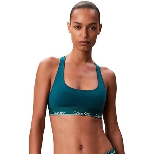 Offerta a tempo: Calvin Klein Donna Bralette Unlined con Fascia con Logo, Blu (Turf), M - 26% da 34.90 € a 25.90 €