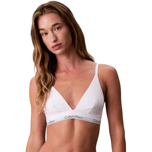 Offerta a tempo: Calvin Klein Donna Reggiseno a Triangolo Unlined con Fascia con Logo, Bianco (White), XXS - 14% da 34.90 € a 29.89 €