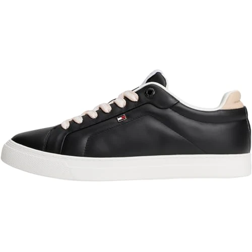 Tommy Hilfiger Damen Cupsole Sneaker Icon Court aus Leder, Schwarz (Black), 36