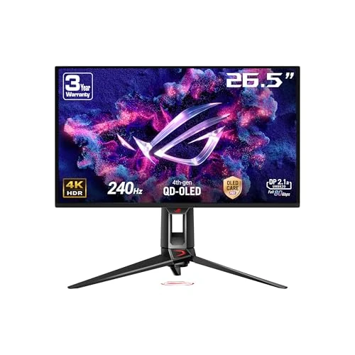 Offerta a tempo: ASUS ROG Swift PG27UCDM, Monitor da 26,5", 4K OLED (3840x2160), 0,03ms (GTG), 240Hz, DisplayPort 2,1, Tecnologia Anti-Flicker, Compatibile con G-SYNC, 99% DCI-P3, Nero - 22% da 1199.00 € a 934.50 €