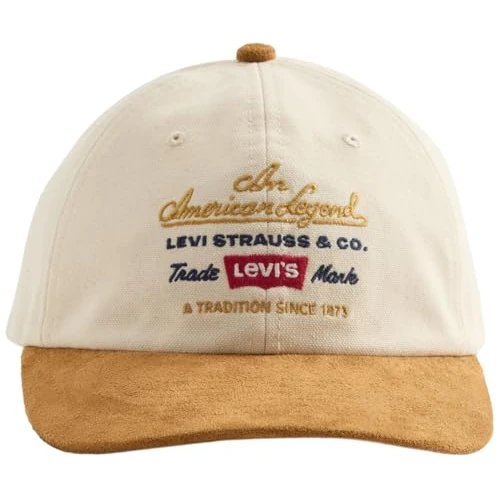 Levi's Men's Relaxed DAD Graphic Cap, Ecru, OS